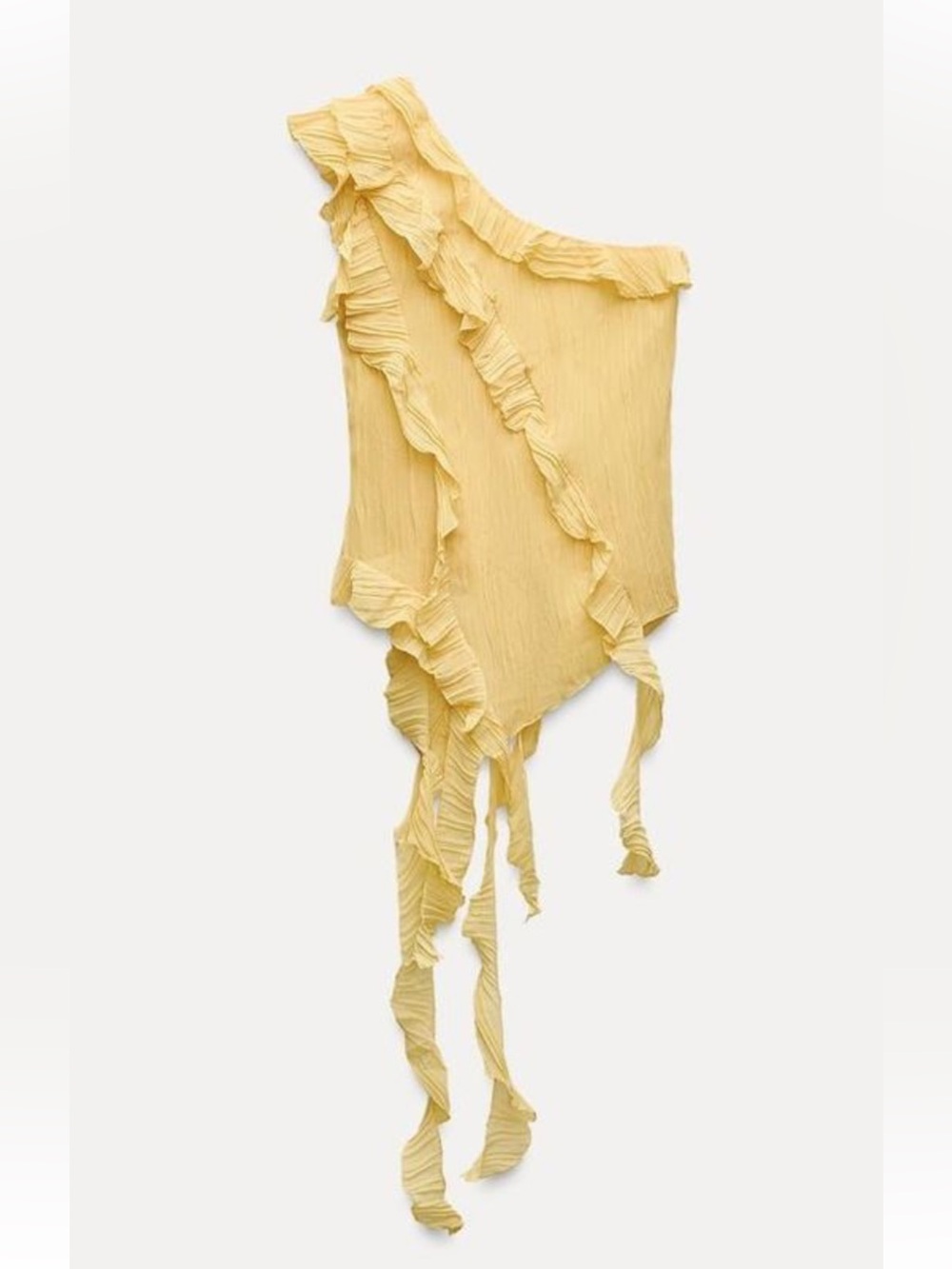 Zara Yellow Ruffle One-Shoulder Top